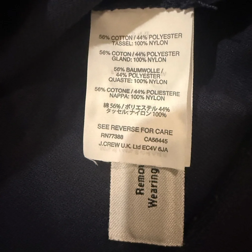 J.Crew Fringe Hem Sweatshirt Navy Crewneck Pullover Sweater Medium